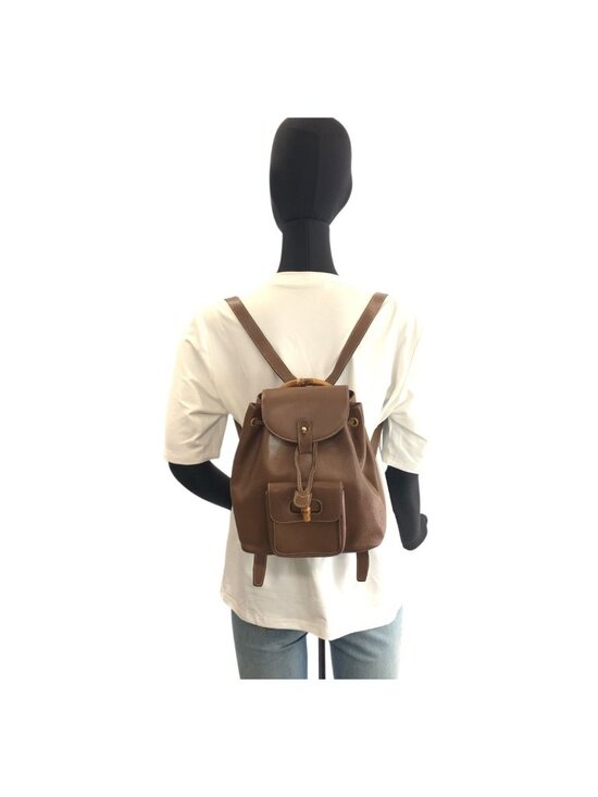 Gucci Bamboo Brown Gold Leather Backpack main image 8